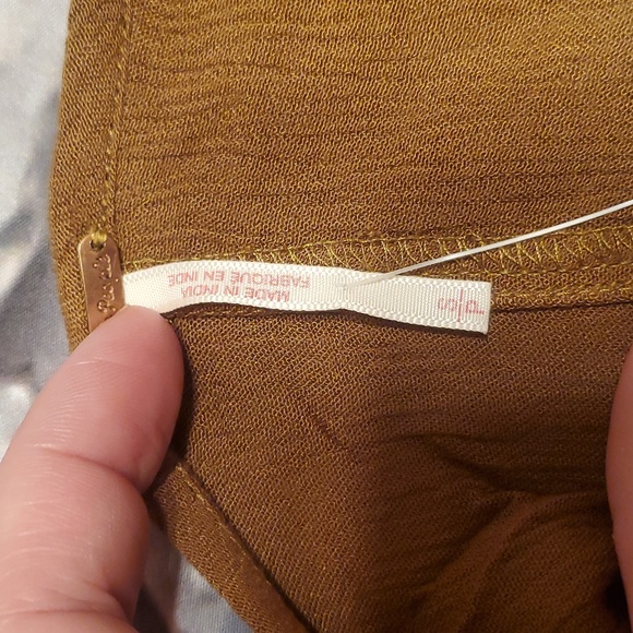 NWT Free People Pretty Pineapple Embroidered Dress S Brown Floral Boho V Neck - Picture 16 of 16